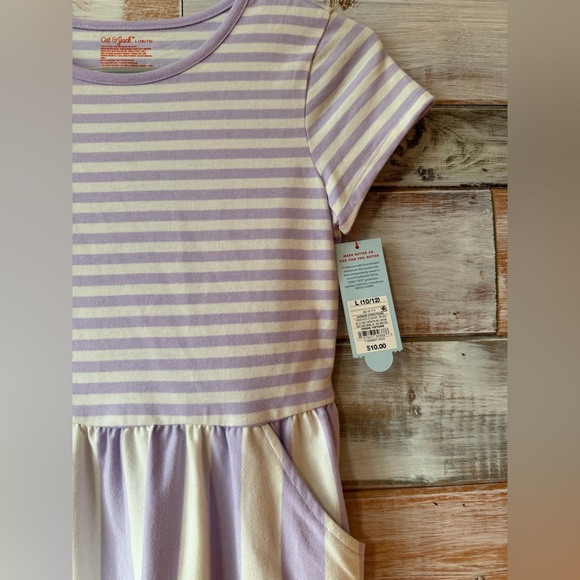 Cat & Jack Lavender Striped Dress - Picture 2 of 3